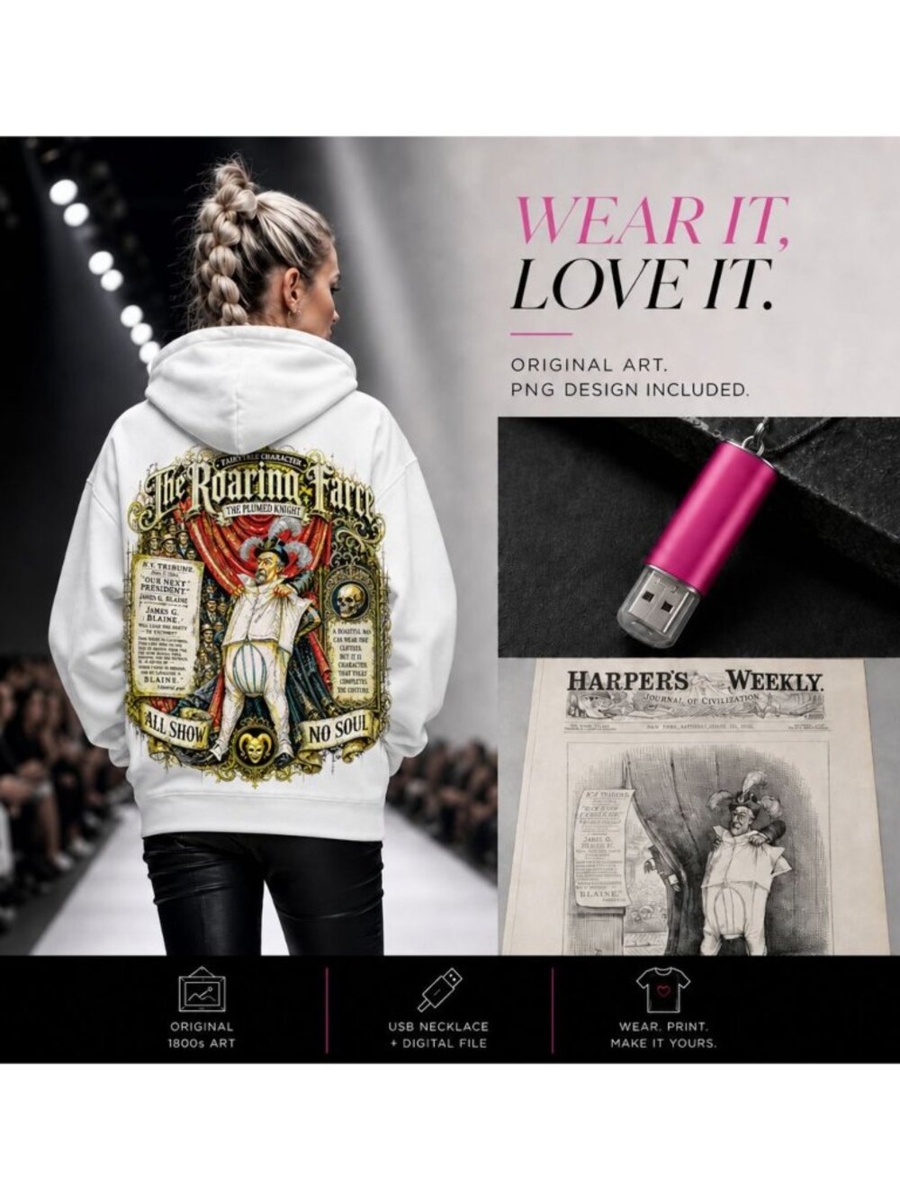Thomas Nast, Harpers Weekly, Political Cartoon, tshirt design, usb necklace